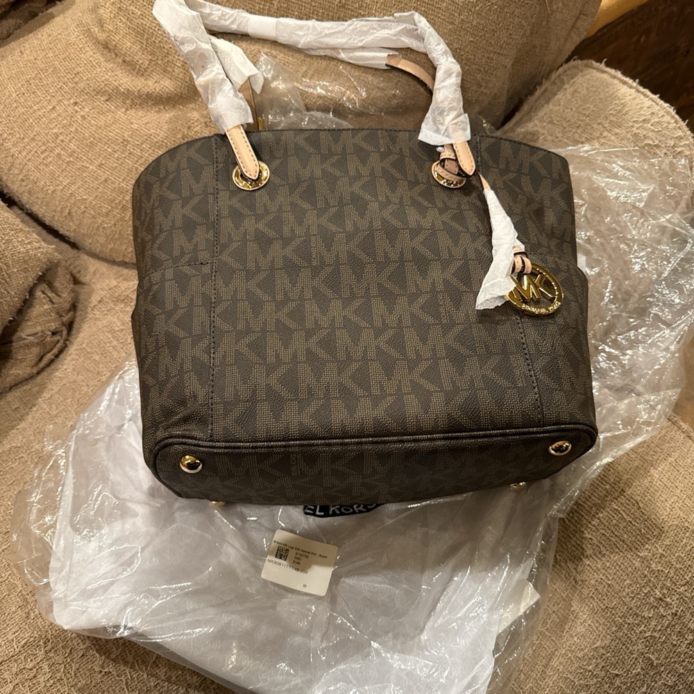 Michael Kors Dark Brown Signature Tote - Picture 9 of 10